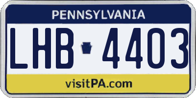 PA license plate LHB4403