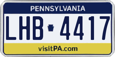 PA license plate LHB4417