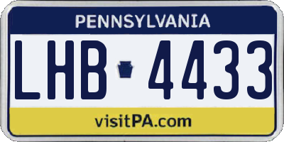 PA license plate LHB4433