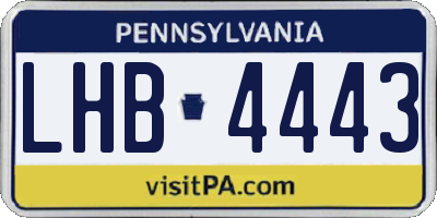 PA license plate LHB4443