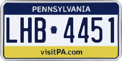 PA license plate LHB4451