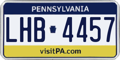 PA license plate LHB4457