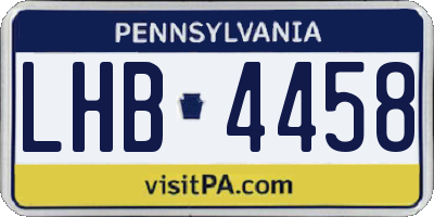 PA license plate LHB4458