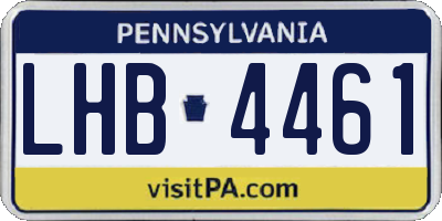 PA license plate LHB4461