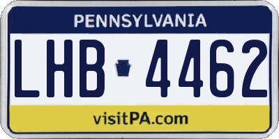 PA license plate LHB4462