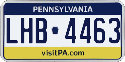 PA license plate LHB4463