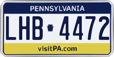 PA license plate LHB4472
