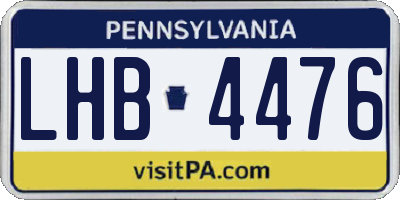 PA license plate LHB4476
