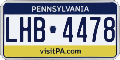 PA license plate LHB4478