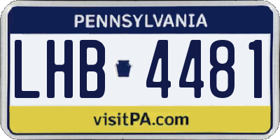 PA license plate LHB4481