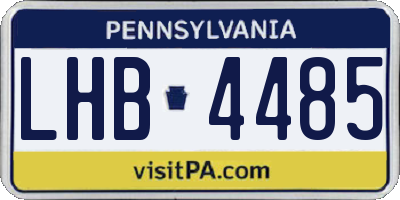 PA license plate LHB4485