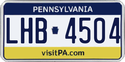 PA license plate LHB4504