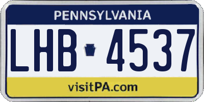 PA license plate LHB4537