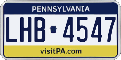 PA license plate LHB4547