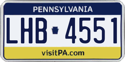 PA license plate LHB4551