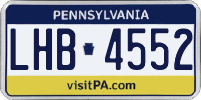 PA license plate LHB4552