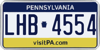 PA license plate LHB4554