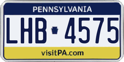 PA license plate LHB4575
