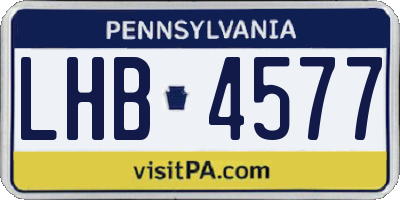 PA license plate LHB4577