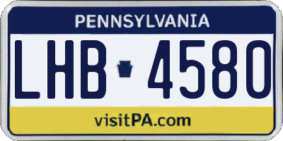 PA license plate LHB4580