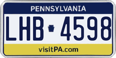 PA license plate LHB4598