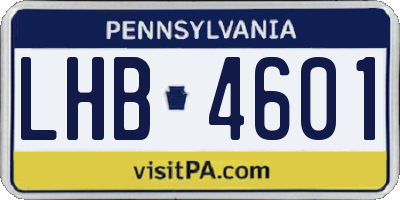 PA license plate LHB4601