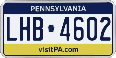 PA license plate LHB4602