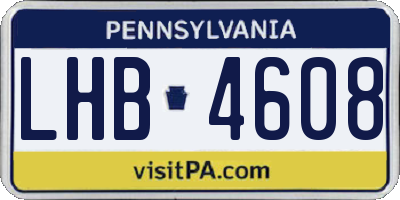 PA license plate LHB4608