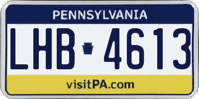 PA license plate LHB4613
