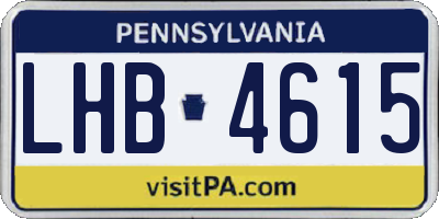 PA license plate LHB4615