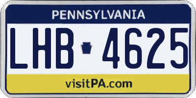 PA license plate LHB4625