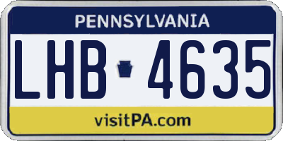 PA license plate LHB4635