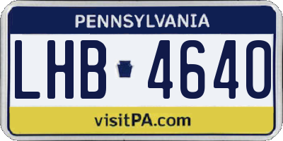 PA license plate LHB4640