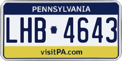 PA license plate LHB4643