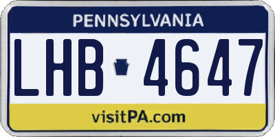 PA license plate LHB4647