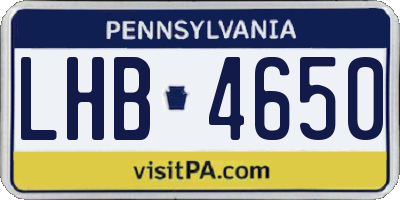 PA license plate LHB4650