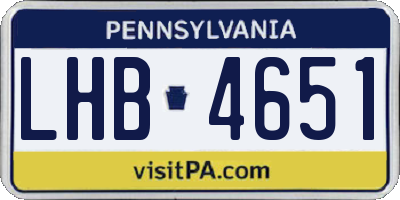 PA license plate LHB4651
