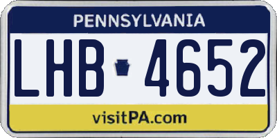 PA license plate LHB4652
