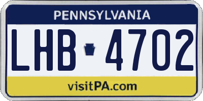 PA license plate LHB4702