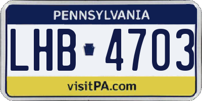PA license plate LHB4703