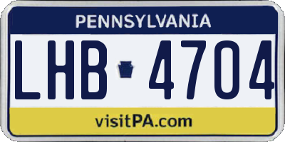 PA license plate LHB4704