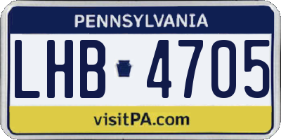 PA license plate LHB4705
