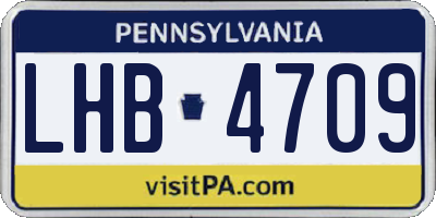 PA license plate LHB4709