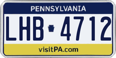 PA license plate LHB4712