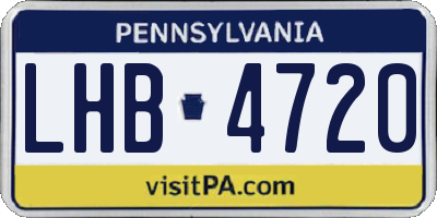 PA license plate LHB4720