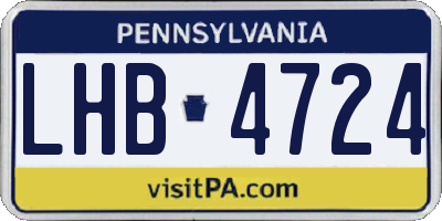 PA license plate LHB4724