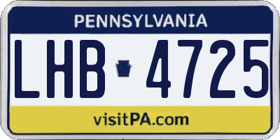 PA license plate LHB4725