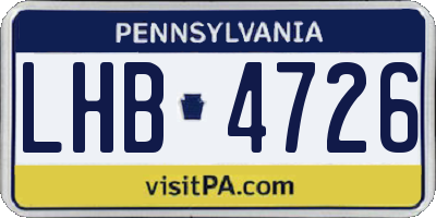 PA license plate LHB4726