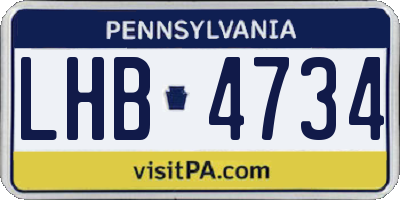 PA license plate LHB4734