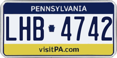 PA license plate LHB4742